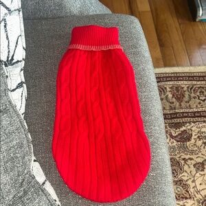 NWOT Red Cable Knit Dog Sweater